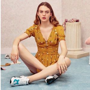 Urban Outfitters Emmy Ruched Short Sleeve Dress